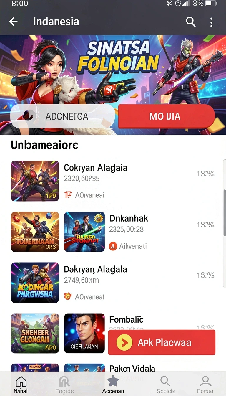 Cuplikan layar menu unduhan dewatogel untuk perangkat Android